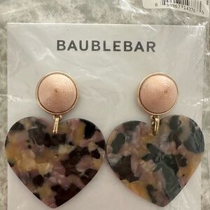 Bauble Bar large tortoise shell heart earrings.